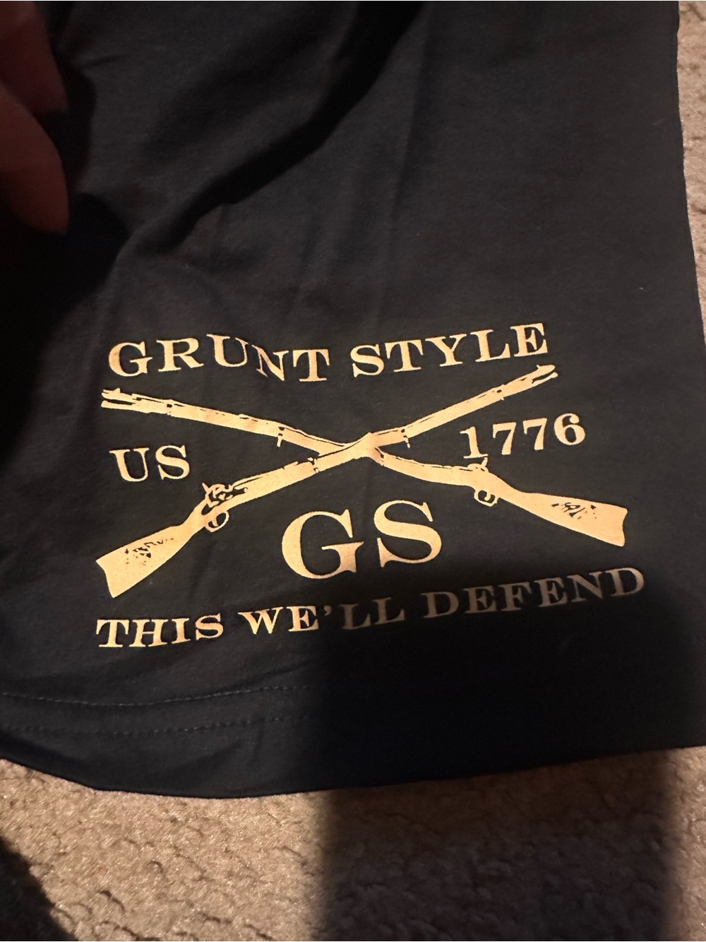 Grunt Style Black Tee with Subtle Gray Ink Interior Print